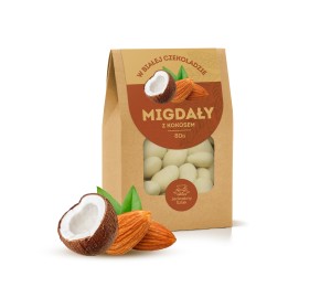 Almendras en chocolate blanco con coco 80g