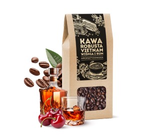 Café robusta vietnamita en grano con sabor a cereza y ron 100g.